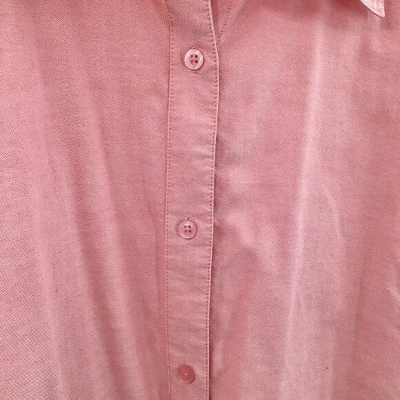 Women's 4X Button Down Shirt Pink Oxford Cotton Blend Short Sleeve Straight Hem - Picture 7 of 9